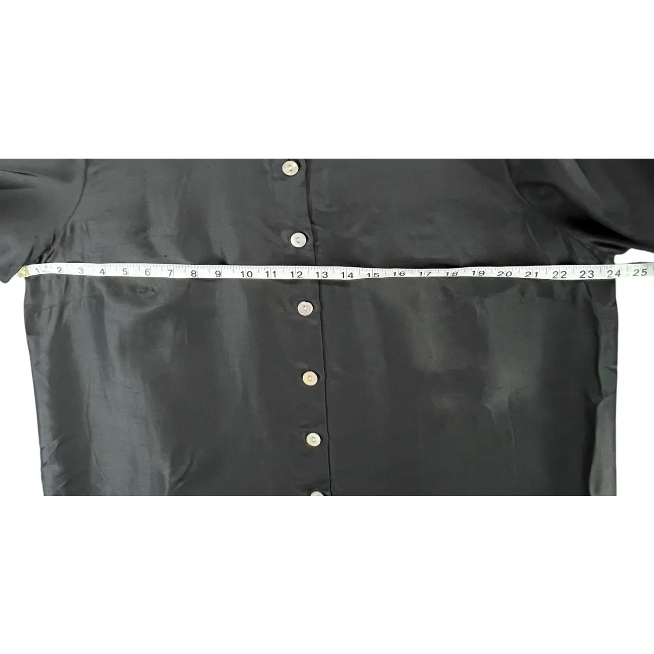 Harve Benard Tunic Shirt Dress 16W Black 100% Silk Button Front Relaxed Lagom - Image 8