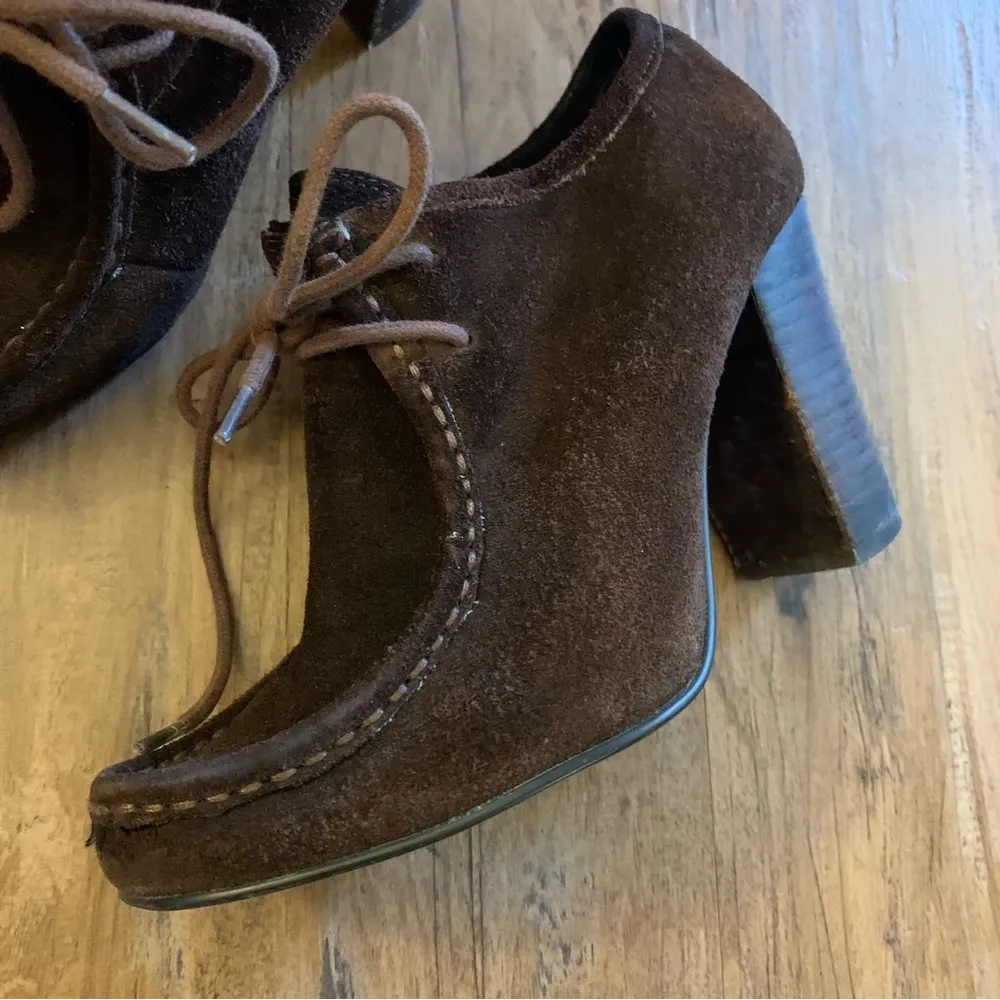 Lauren Ralph Lauren Brown Suede Denver Wedge Booties - Size 5.5 Shoes - Image 2