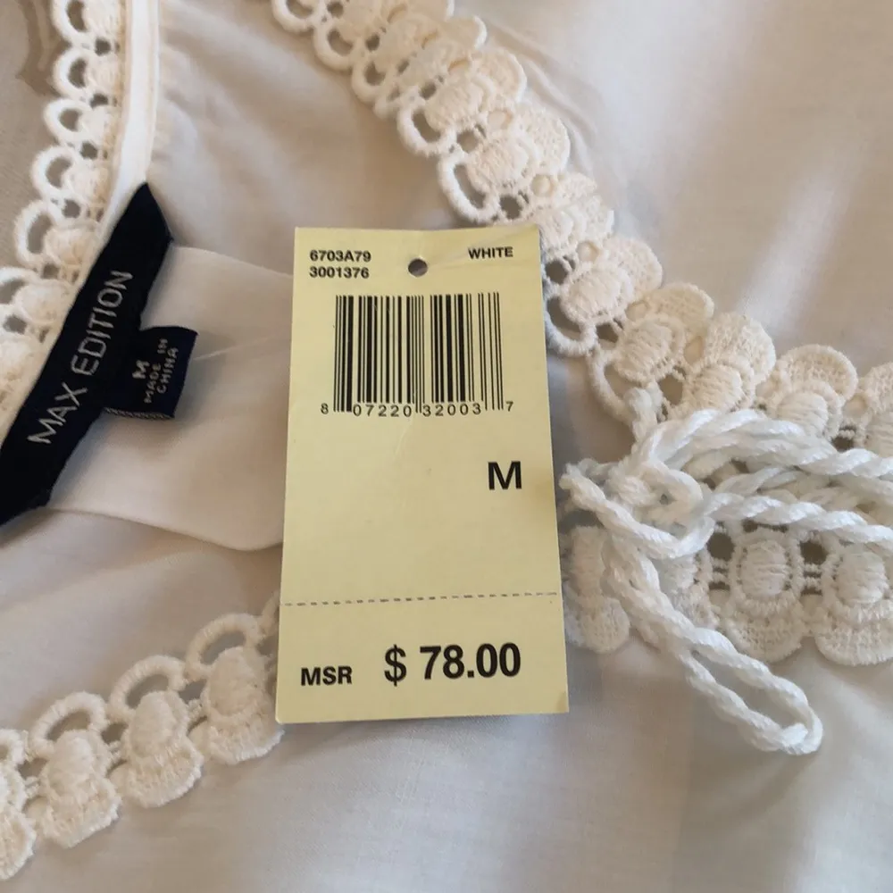 Max Edition White Sleeveless Lace Blouse Top M - Image 9