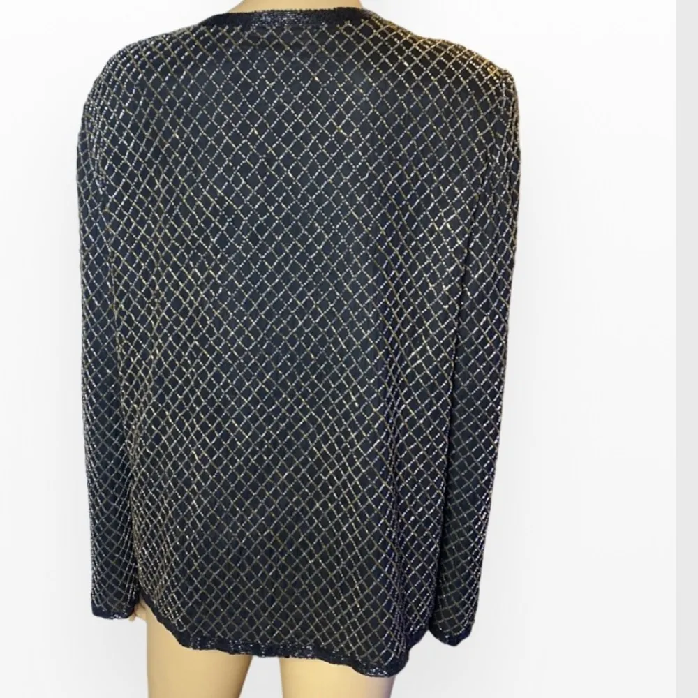 Vintage Papell Boutique
Beaded/sequined Silk Evening M Black Size M - Image 6