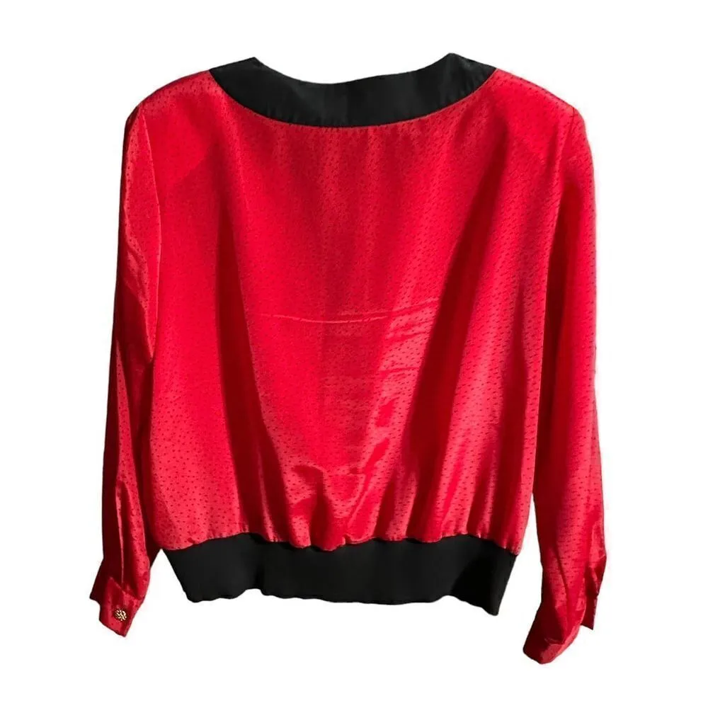 Vintage Andrea Gayle Two Piece Red & Black Dotted Skirt Set Size 16 - Image 6