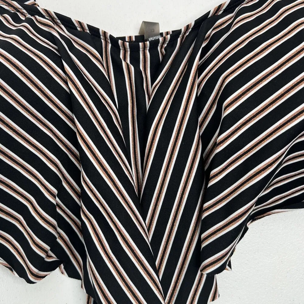 Torrid Plus 3X Bikini Top Multi Metallic Stripe Wireless Flounce Wireless Sexy - Image 4