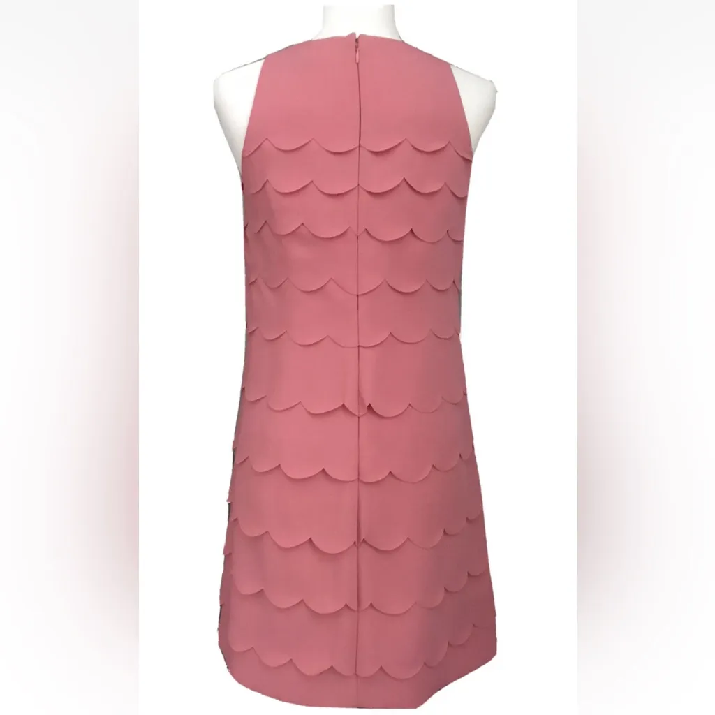 White House Black Market Scalloped Tiered Sculpted Shift Coral Dress Size 6 - Image 10