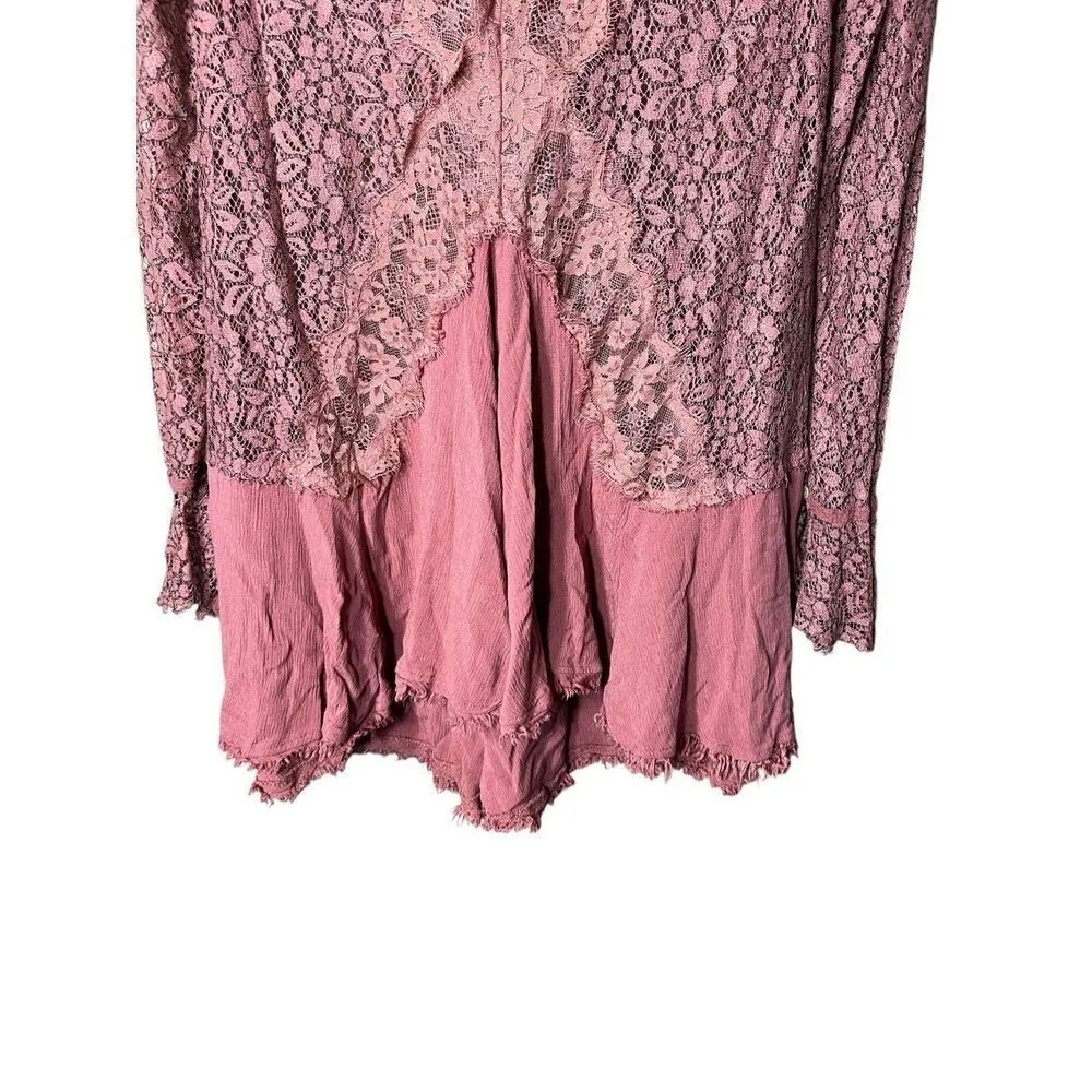 Free People Tell Tale Dusty Mauve Lace Tunic Dress Size‎ Small - Image 3