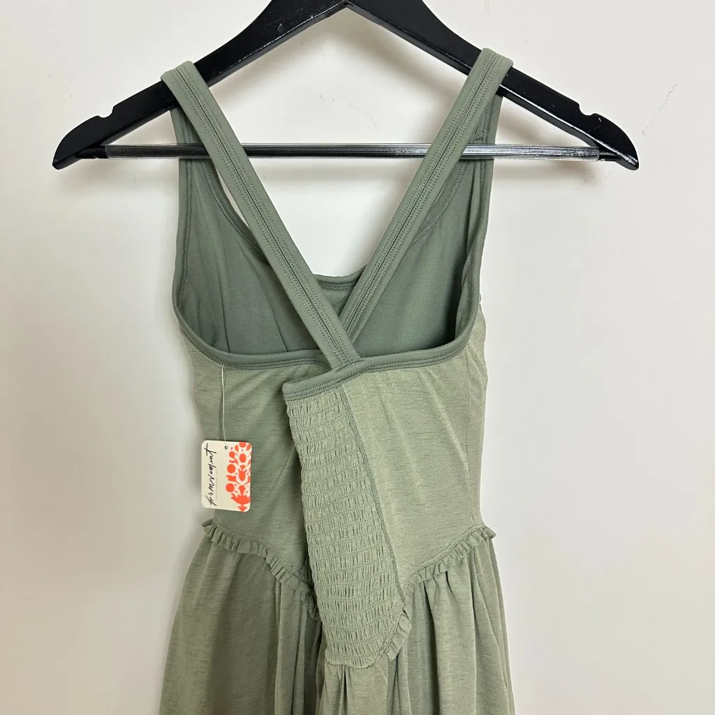 FREE PEOPLE Movement Smockin' Hot Dress in Sage Stone Size Small NWT Green - Image 6