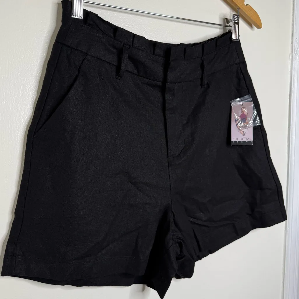 NEW Sofia Vergara Black Linen Blend Shorts Women’s Size 2 NO Belt 4” Inseam - Image 2