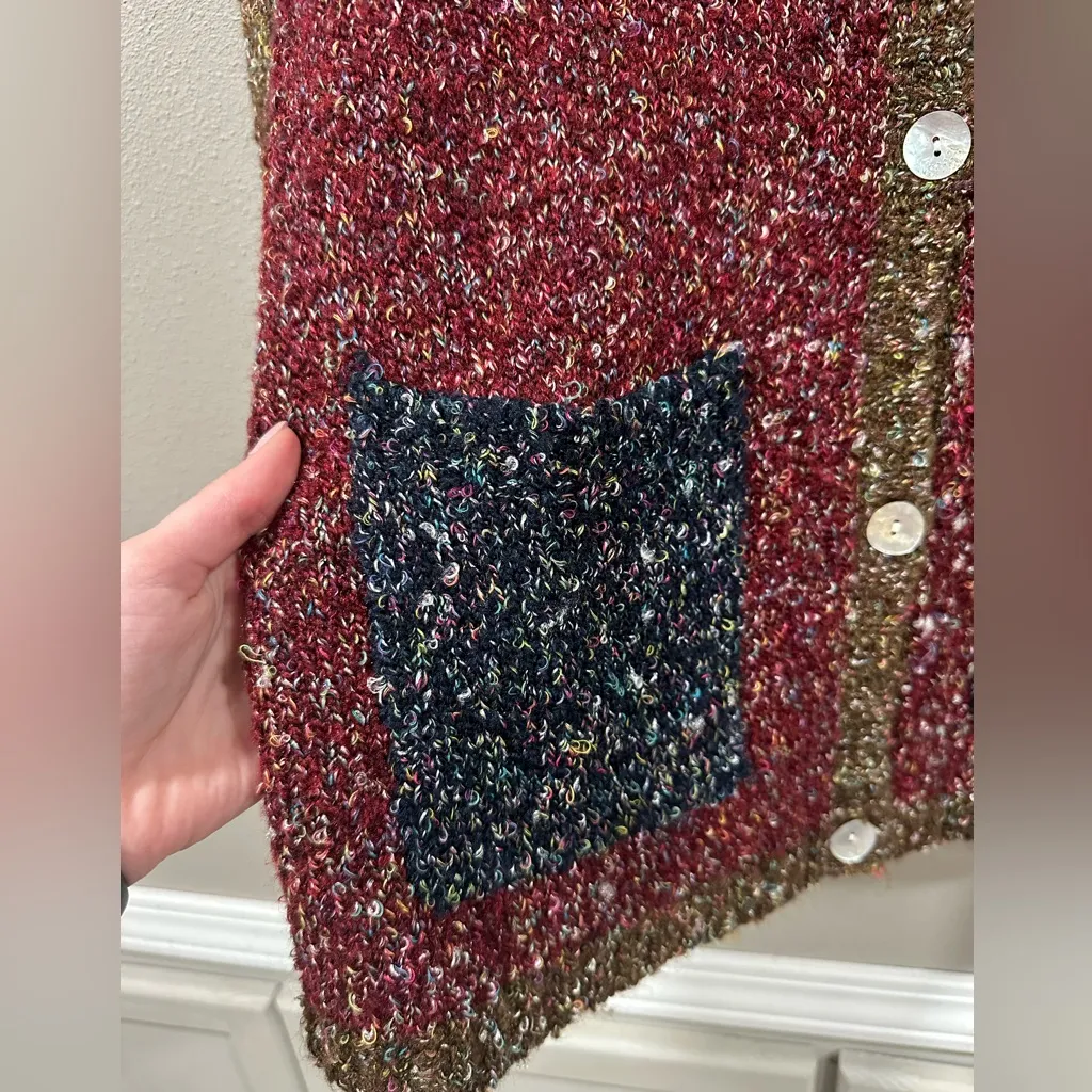 Celina Yang Designs Cardigan Speckled Fleck MultiColored Red - Image 4