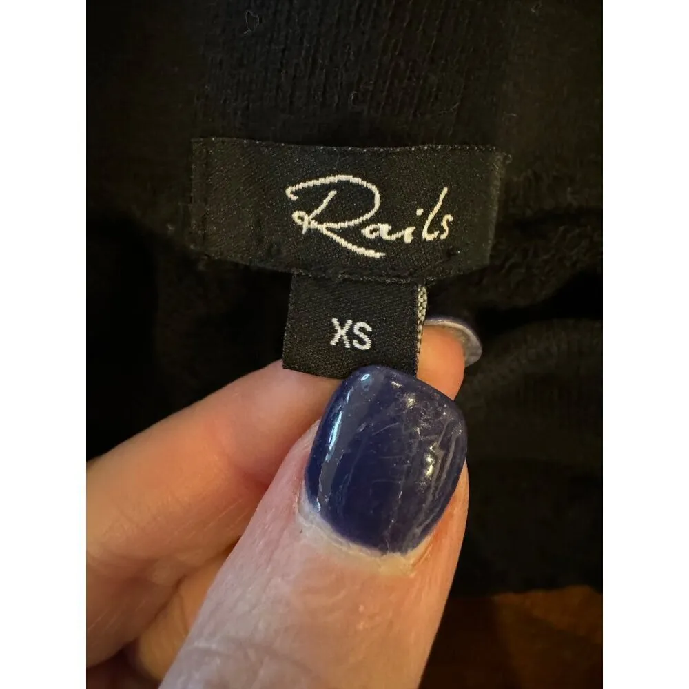 Rails Pants Women‎ XS Black Velvet Tie Oakland Black Flocked Cobra Joggers - Image 8