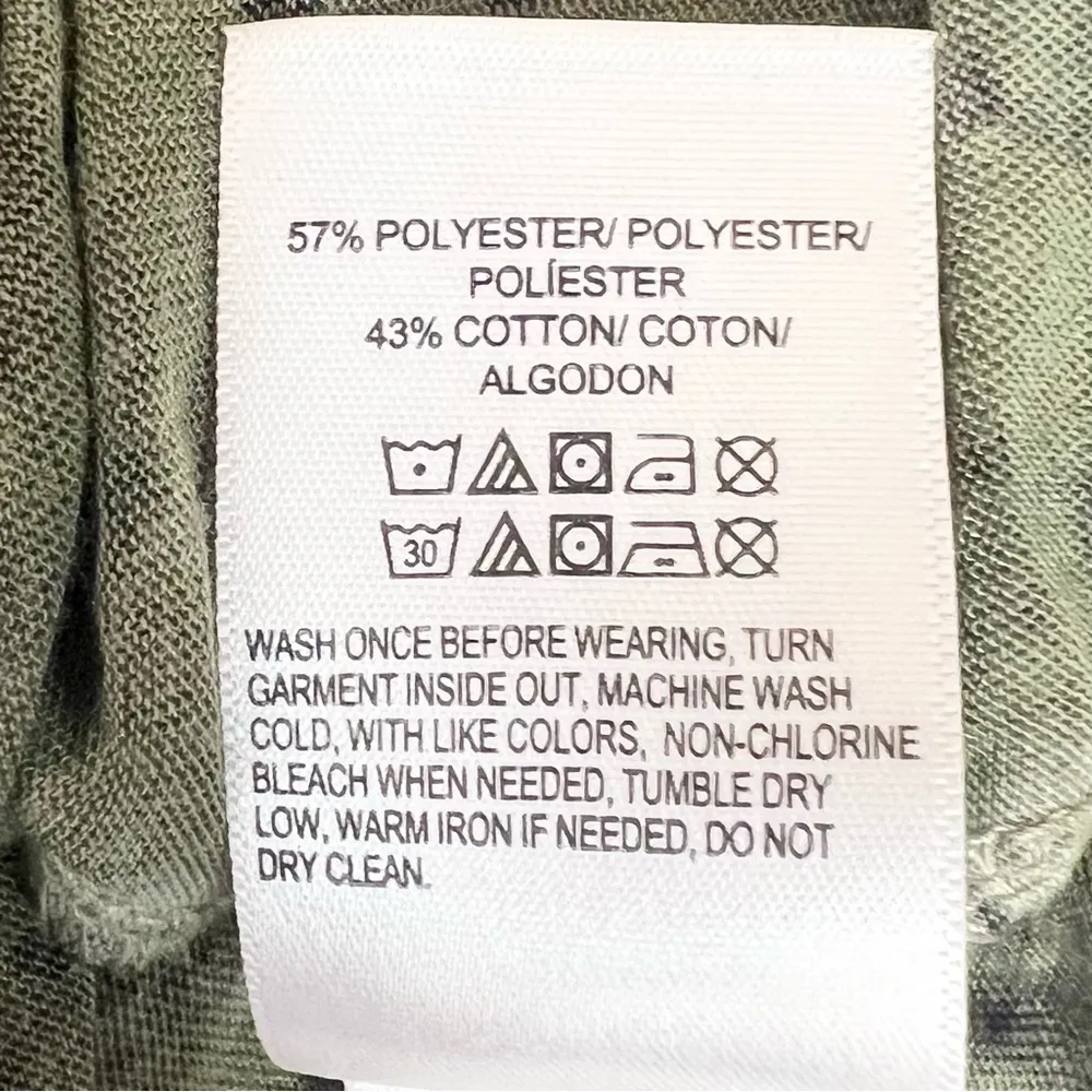 Lucky Brand Olive Green & Black Leopard Print Semi Sheer Long Sleeve Top Small - Image 7