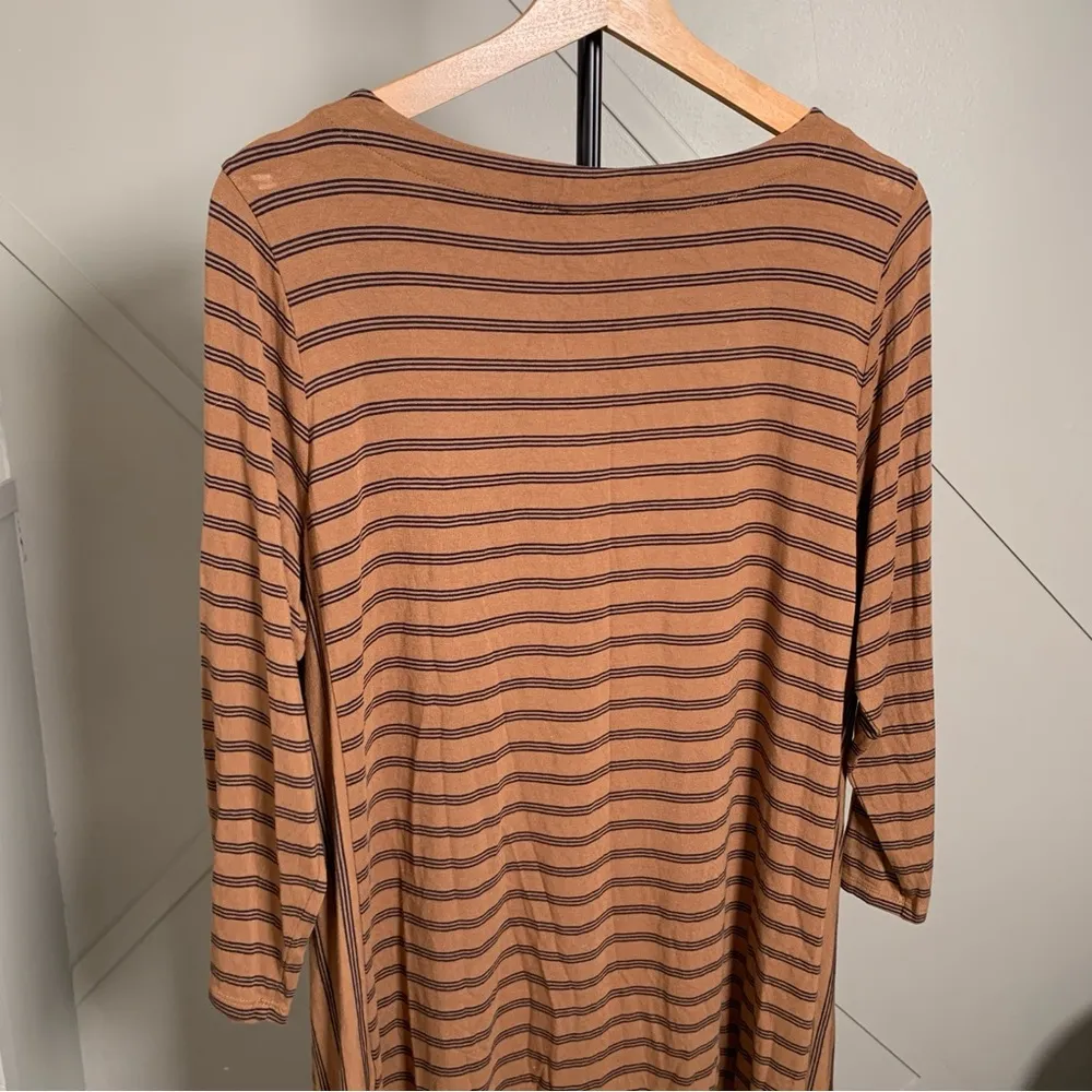 J. Jill Brown Black Striped Long Sleeve Dress Size Large - Image 3