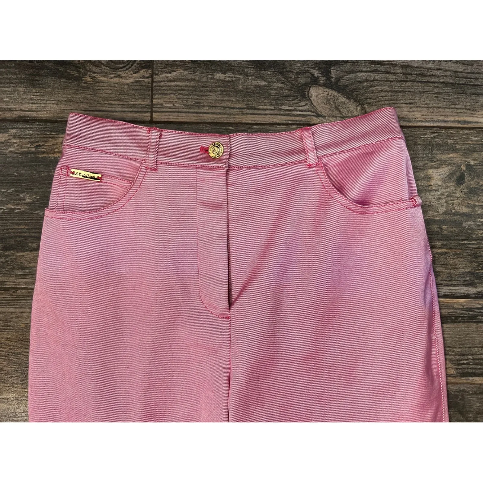 St. John Sport Pants Size‎ 4 Metallic Shine Pink High Waist Straight Leg Dress - Image 8