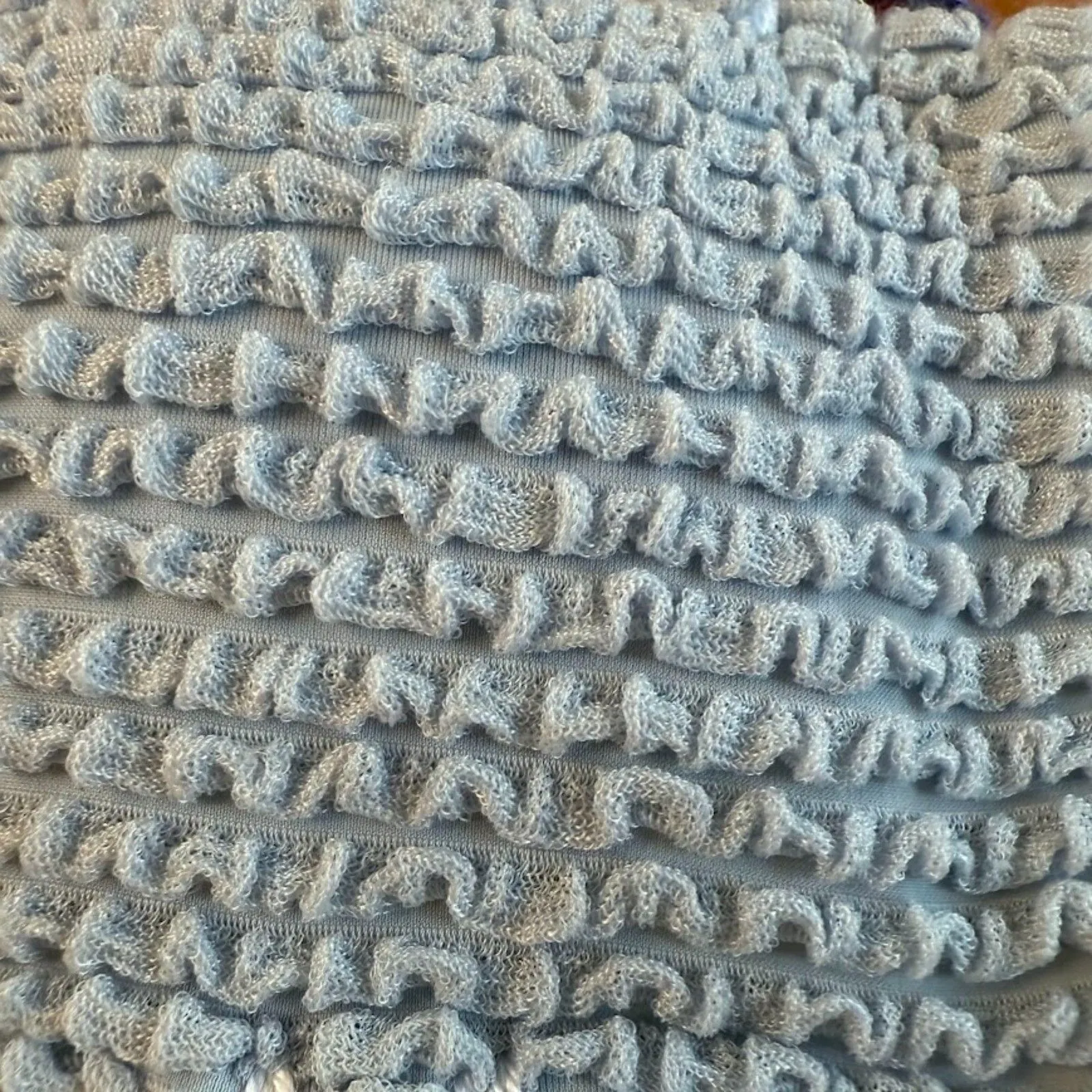 DESPI BR Fancy Crochet Bandeau Bikini Top in Light Blue Purple & Pink size M NWT Size M - Image 5