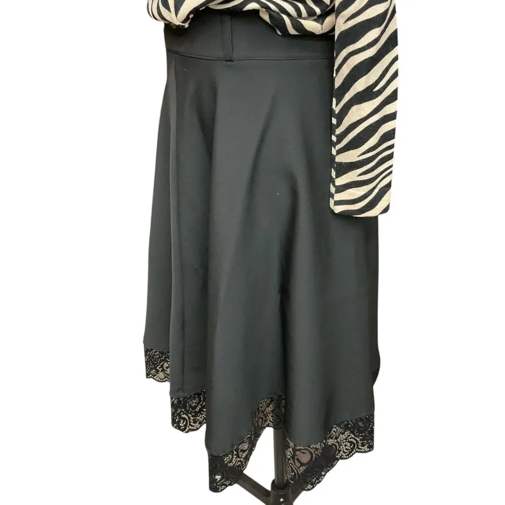 SHEIN Women's Plus Size‎ 2XL Trends Contrast Lace Flare Skirt Black - Image 2