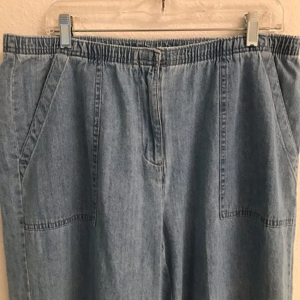 Vintage light wash Classic Element granny core pull on cropped denim jeans 14 Blue - Image 3