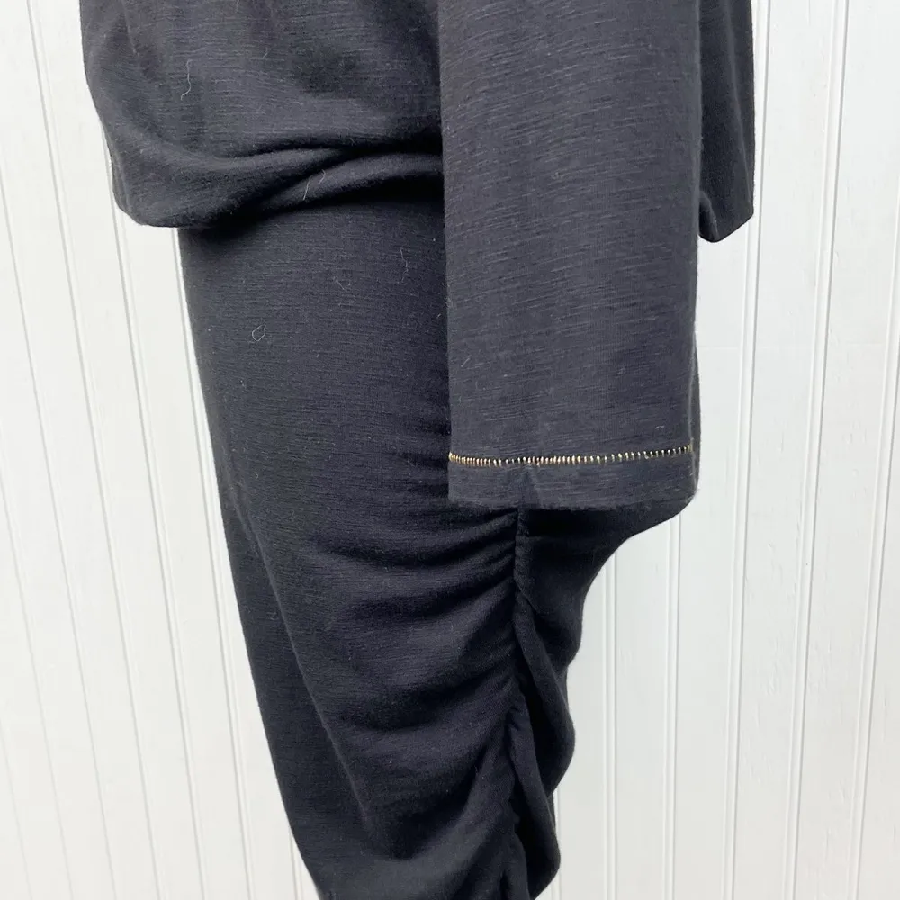 Sundry Women's Ruched Blouson Dress in Black Gold Thread Detail Size 2 Medium - Image 9