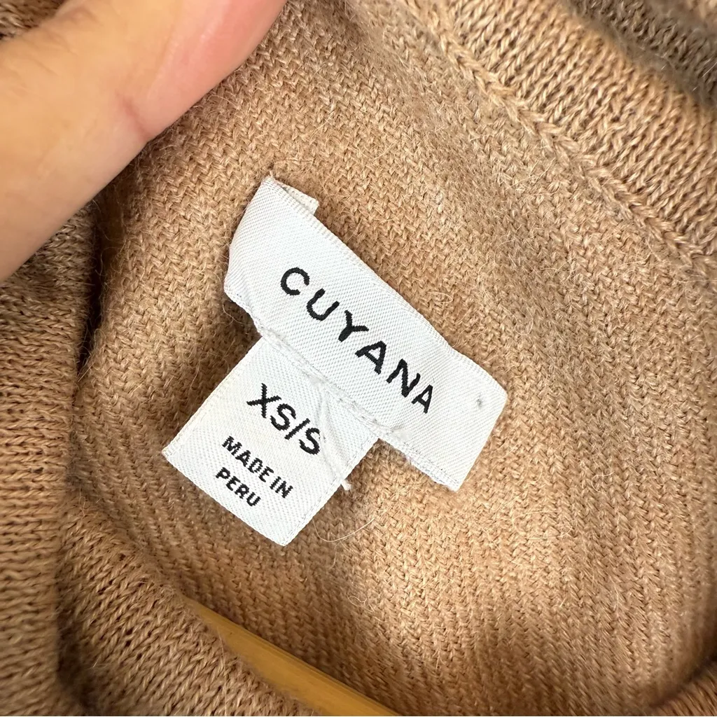 Cuyana 100% Baby Alpaca Turtleneck Tunic Sweater Tan Women's Size XS/S Oversized - Image 6