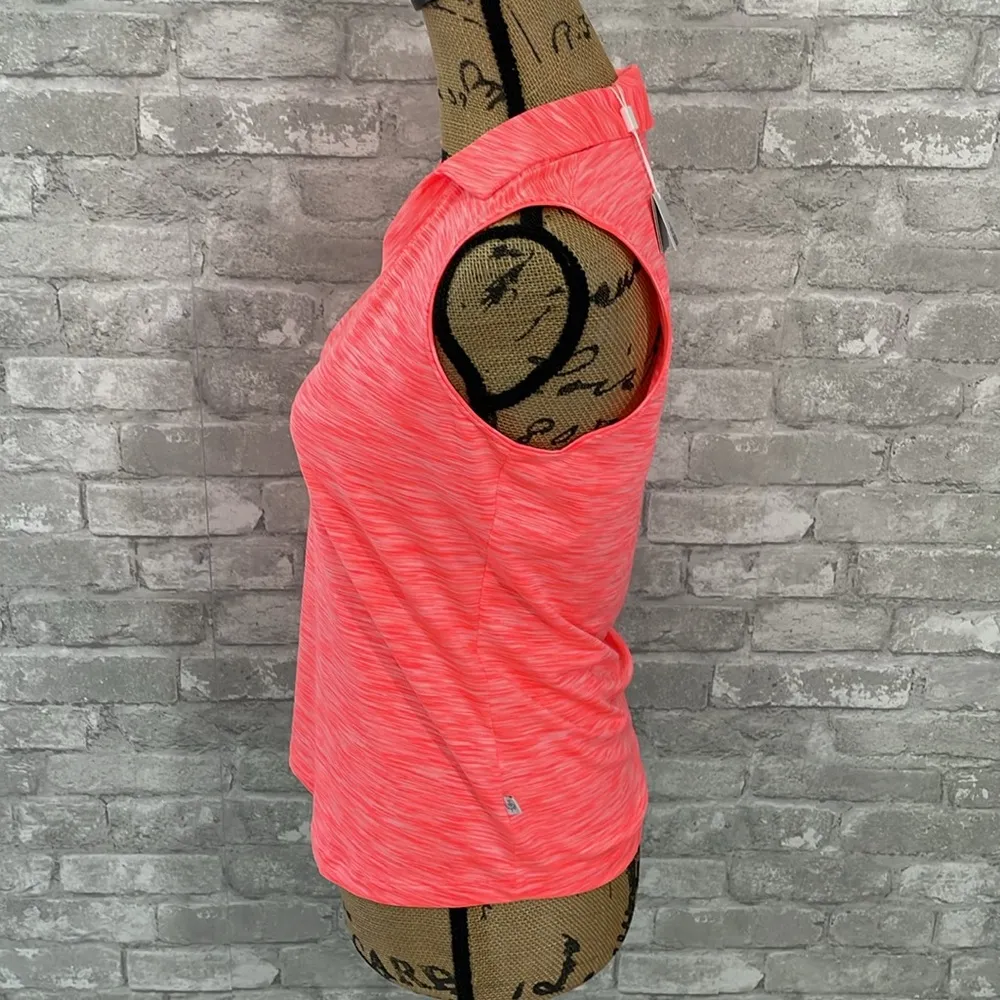 Lady Hagan Sleeveless Space Dyed Polo in 
Coral Carnival - Image 2