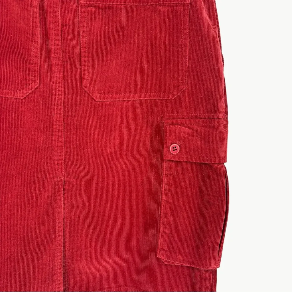 Vintage Y2K Ralph Lauren Blue Label Belted Corduroy Cargo Skirt | Sz 2 | Red - Image 9