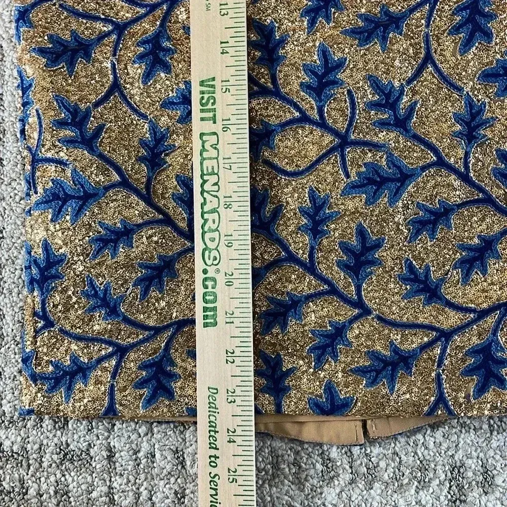 The Odells By Anthropologie Sequin High Waisted Skirt Small Embroidery Blue Gold - Image 7