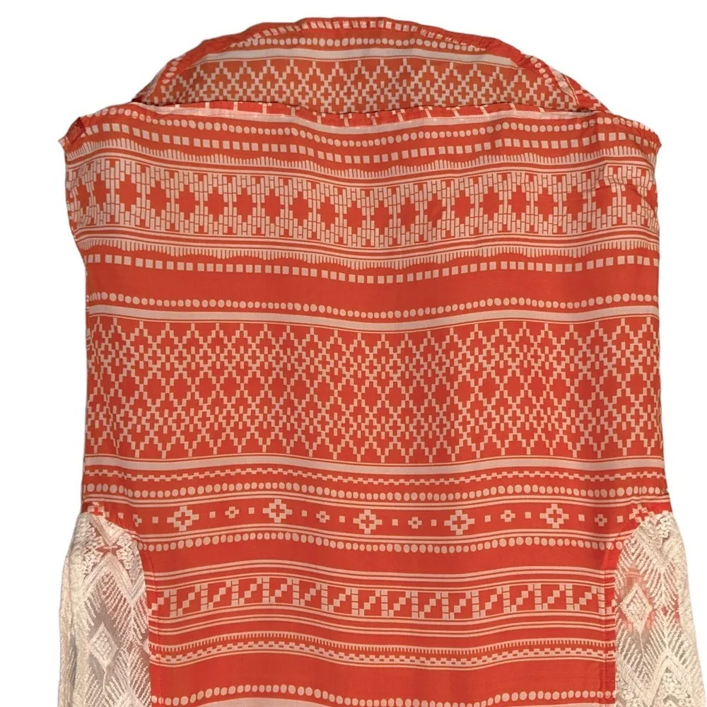 Prana Aleen‎ Orange And White Blouse Top Size XS  #W11170092 - Image 4