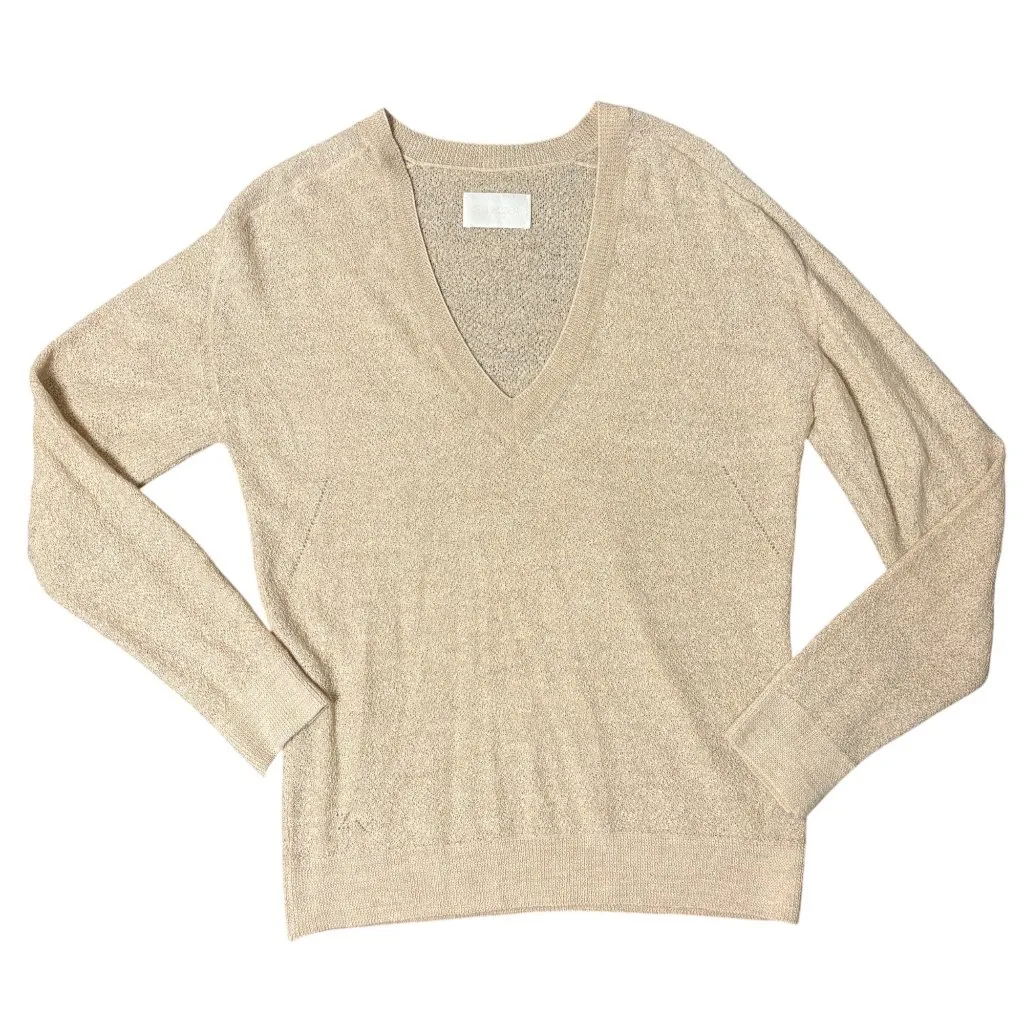 Zadig & Voltaire L Apple Sweater Alpaca Cotton Ecru V Neck Open Weave Pullover - Image 4
