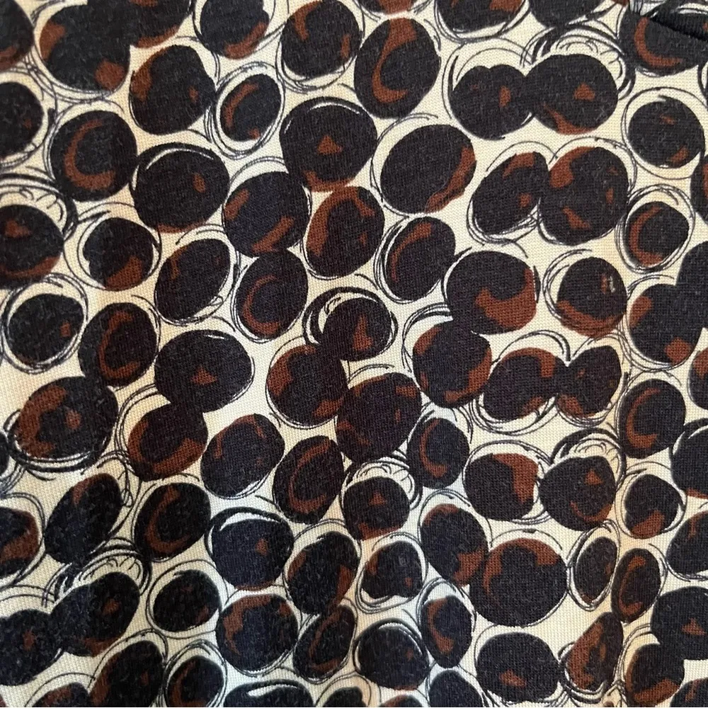 Papillon Blanc Dress Polka Dot Scoop Neck 3/4 Sleeve Black Brown Cream Sz XL EUC - Image 7