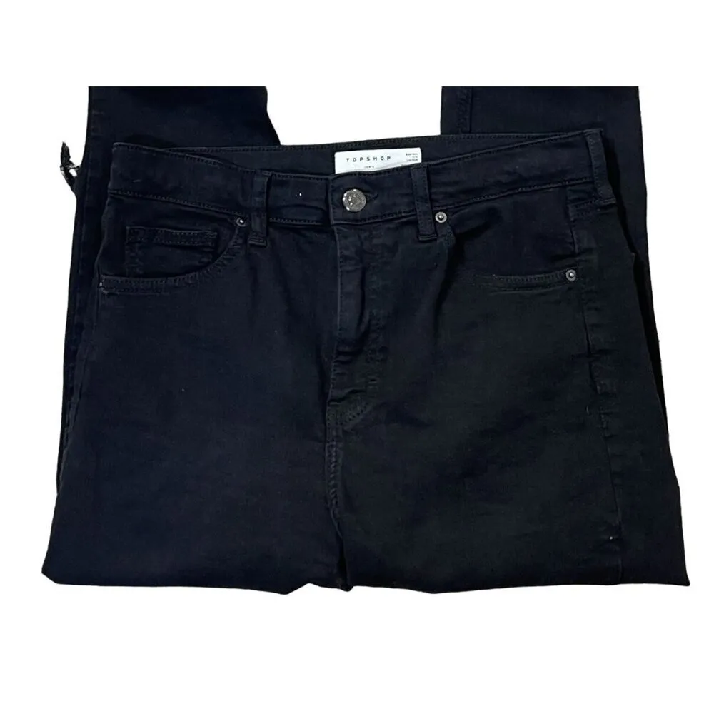 Topshop Jamie Jeans Black Distressed Skinny High Waist Stretch Size 30 Women's - Image 3