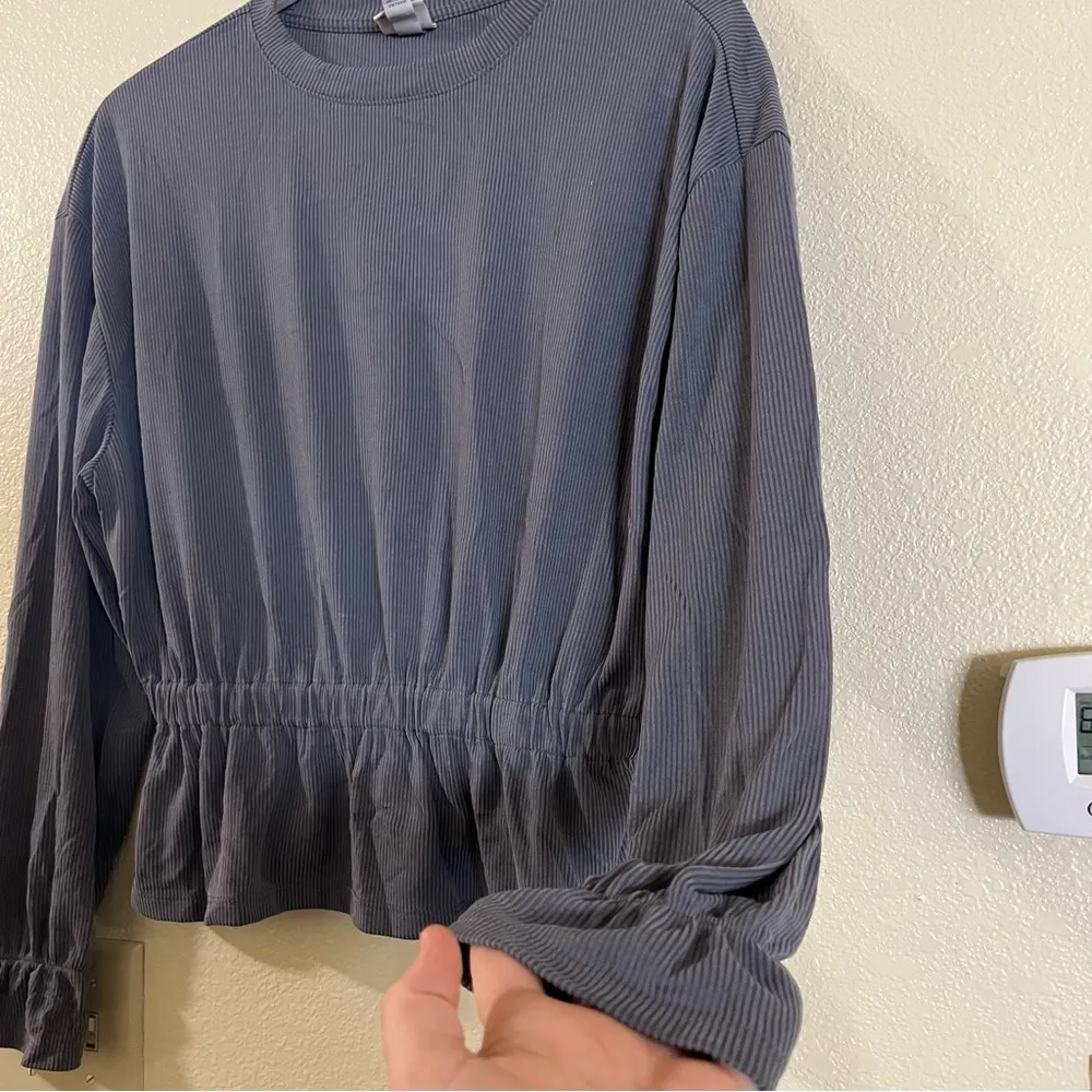 Target Women's a new day gray textured peplum top loose fit gray size XS - Image 3