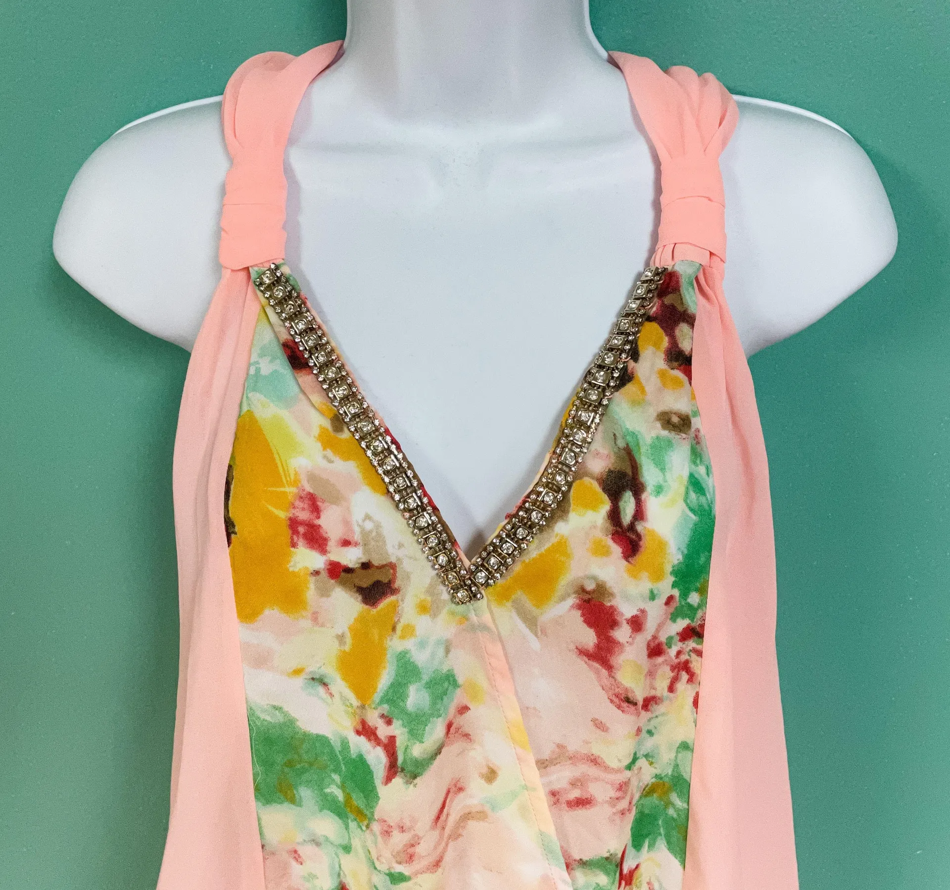 Pink & Yellow Floral Boutique Tank Blouse Size M - Image 7