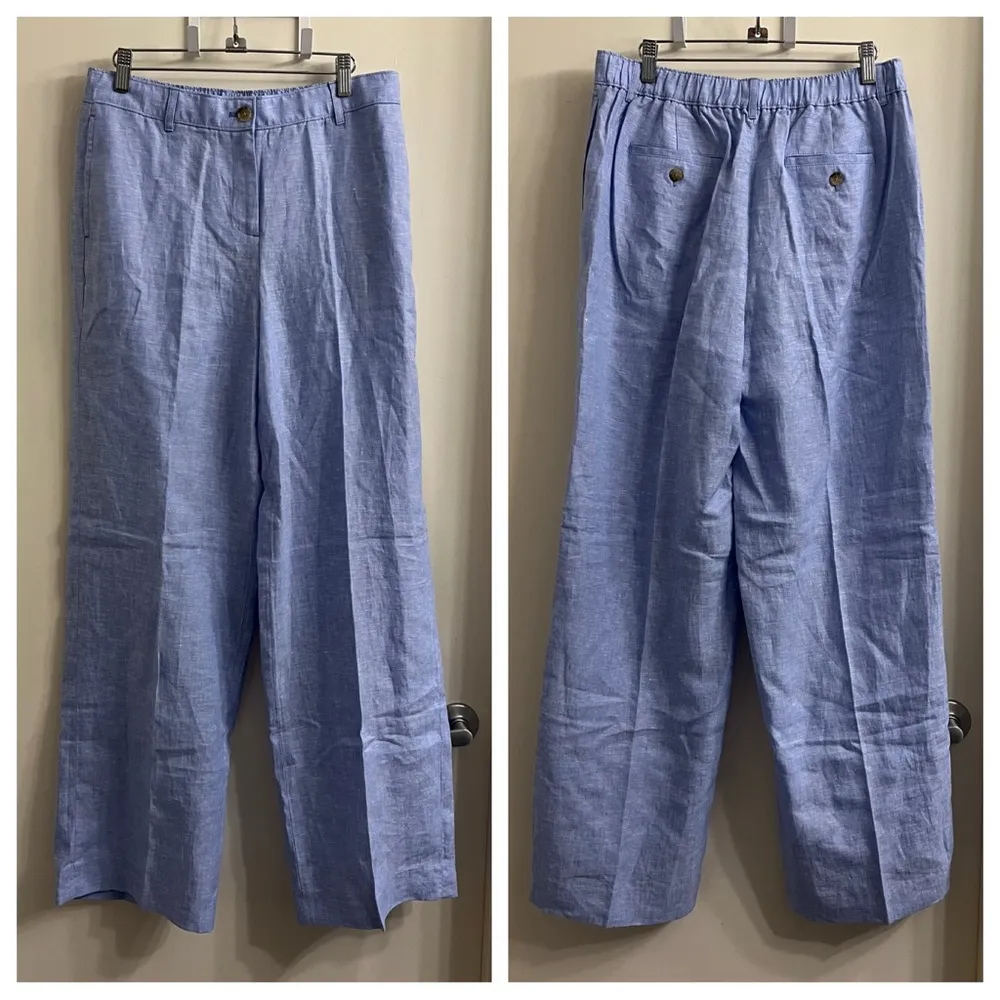 NWT J. Crew Tall Harbor 100% Linen Pants Blue Size ST Small Tall Style CH855 - Image 3