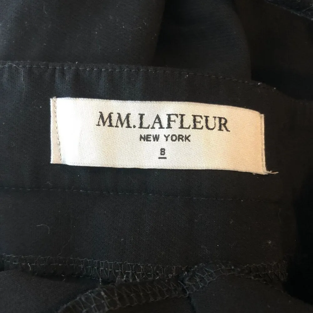 MM Lafleur Womens Dress Pants Side Zip Pintuck Stretch Black 8 - Image 3