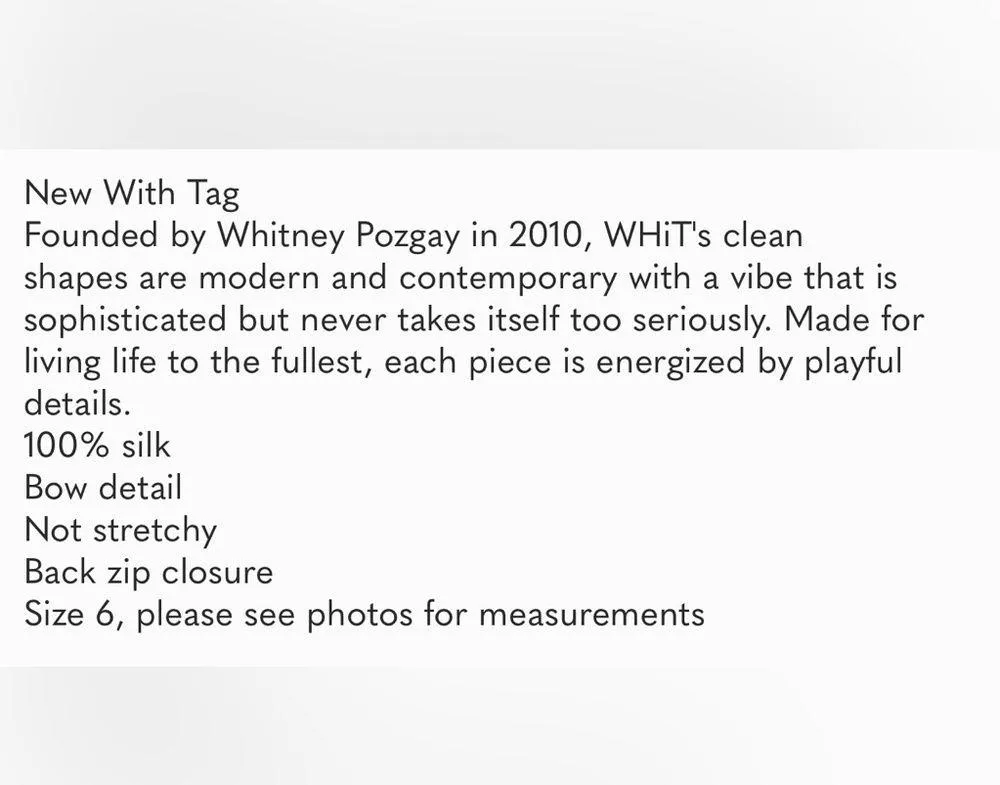 NWT WHIT Solid Sandwashed Fuji Silk Fren Dread Dress Size 6 - Image 9