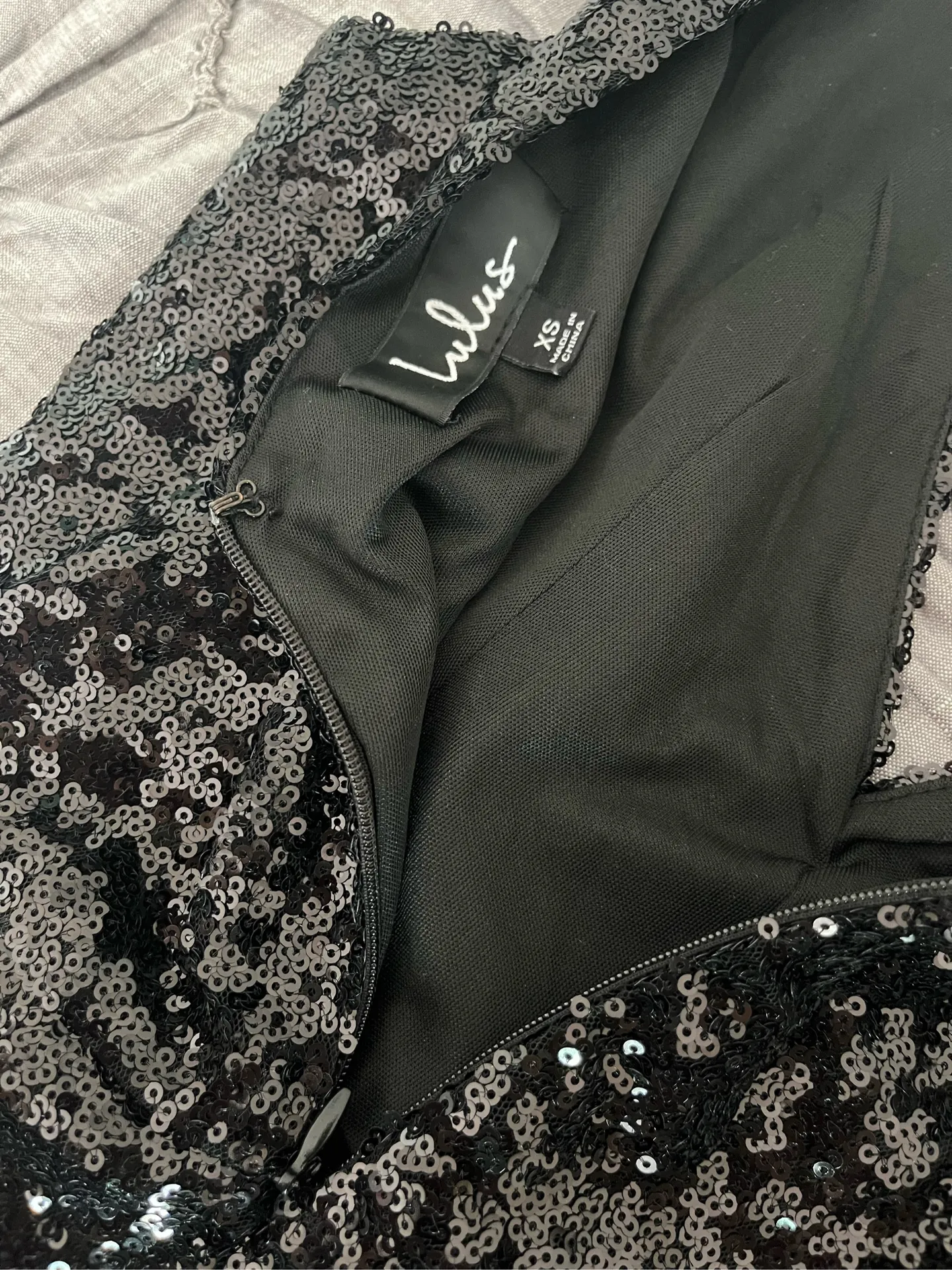 Lulus Black Mini Dress Sequin - Image 3