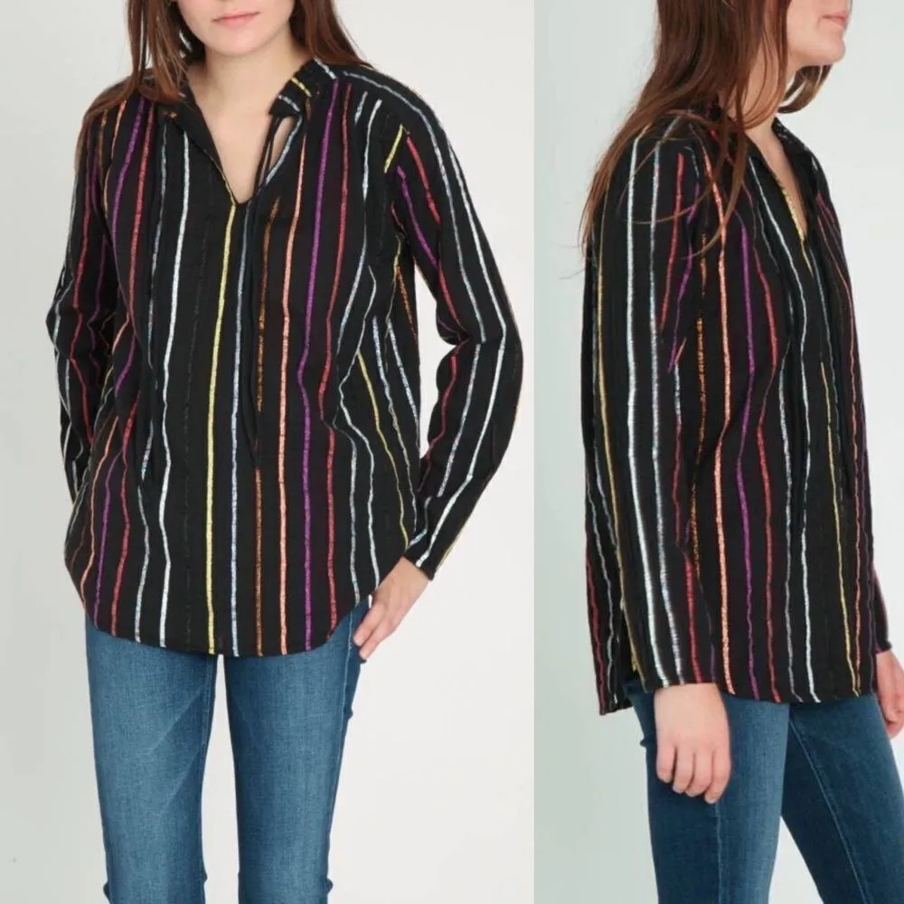 ACE & JIG METALLIC STRIPE TOP BLOUSE XS - Image 10