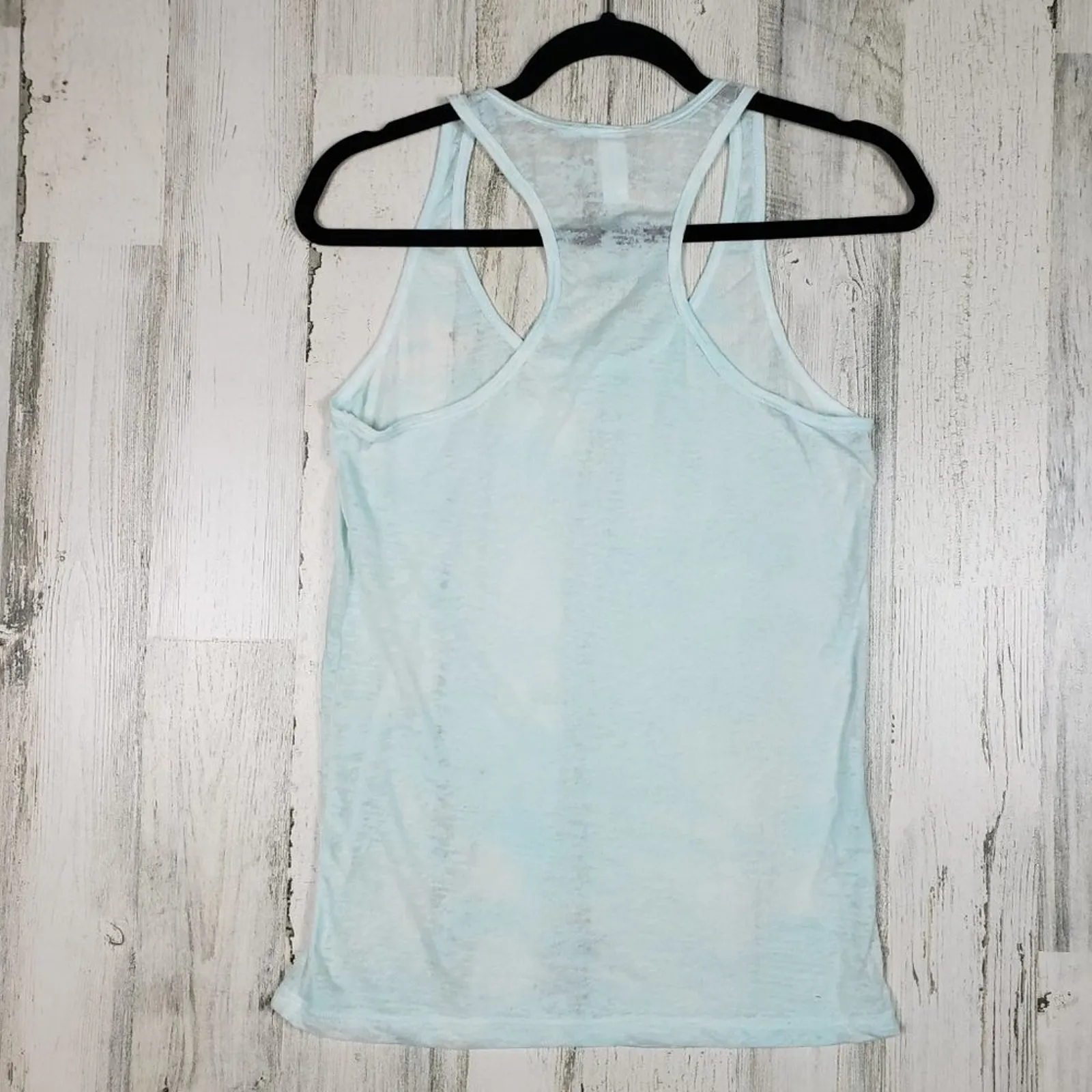 NWOT Over The Limit Apparel Turquoise Racerback Tank Top Women's Size Medium Blue - Image 7