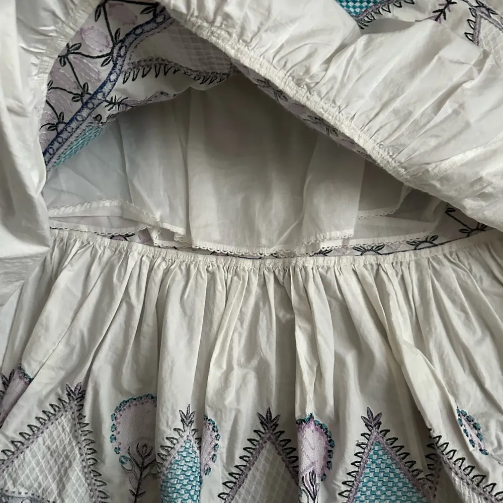 NEW  Embroidered White Purple Tiered Maxi Skirt Sz Small - Image 13