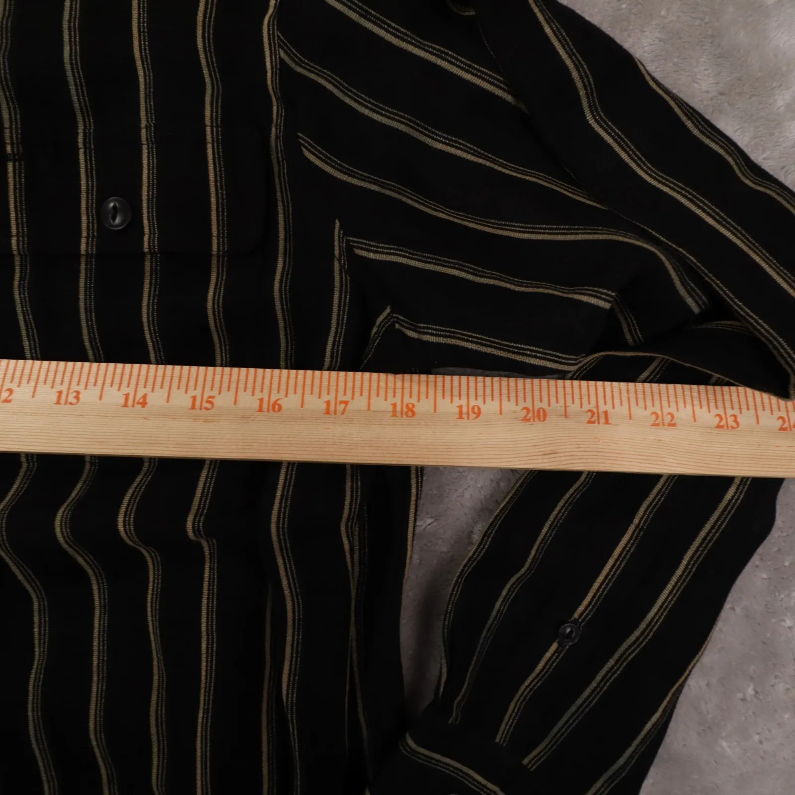 Lauren Ralph Lauren Linen Silk Black Striped Roll Tab Shirt Women's Small Preppy - Image 4