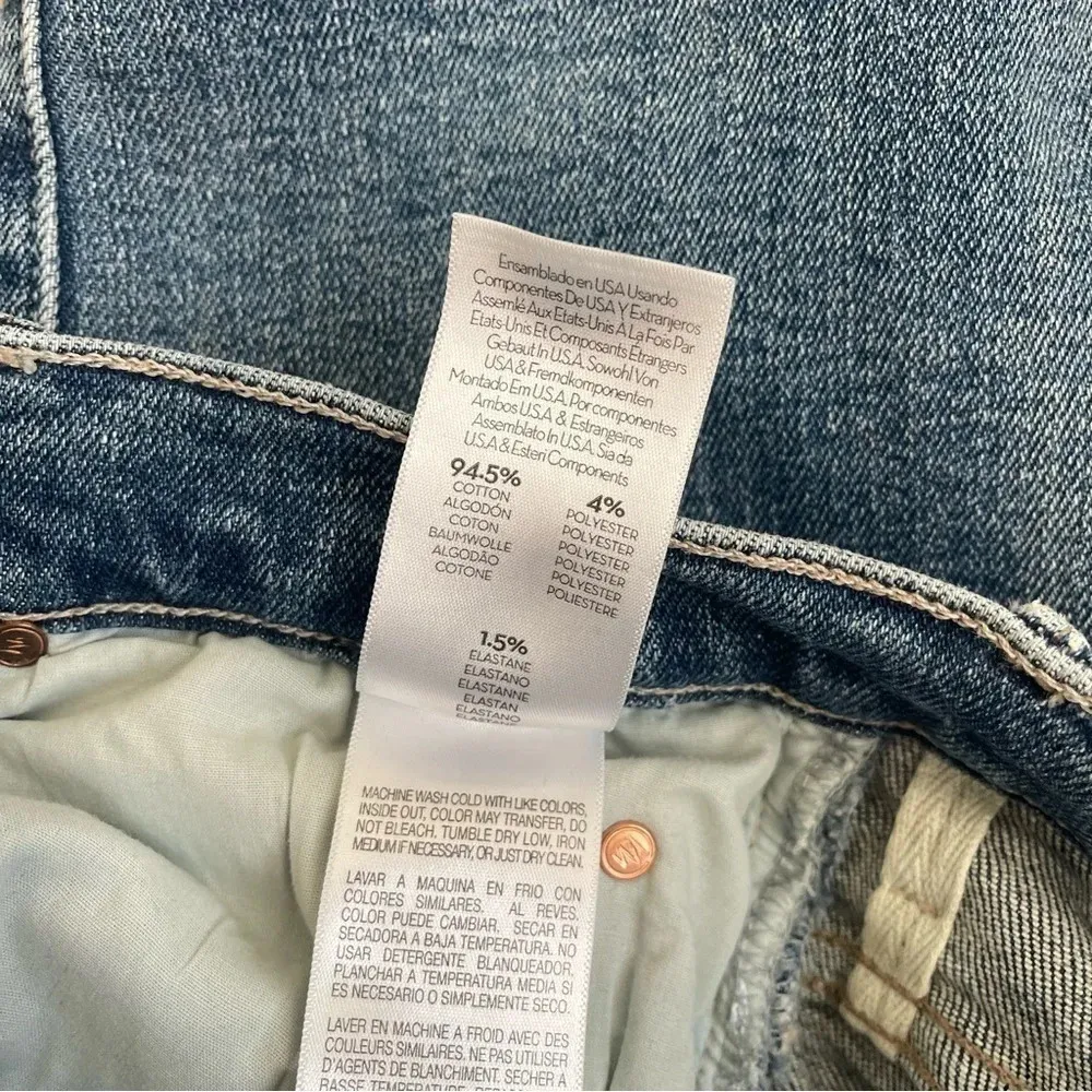 MOTHER The Fly Cut Stunner Ankle Fray in Night On A Shiny White Vespa Blue Size 28 - Image 10