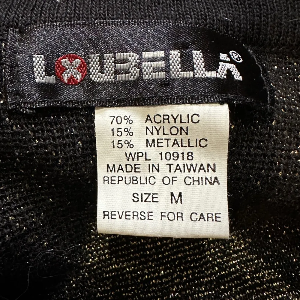 Loubella Vintage 1990s Y2K Black Metallic Gold Diamond Pattern Cardigan Medium - Image 15
