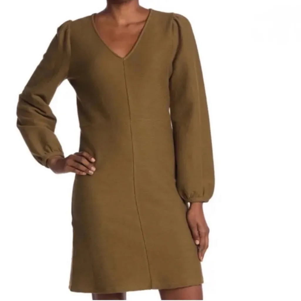 MADEWELL Texture and Thread Olive Balloon Sleeve Dress - Image 2