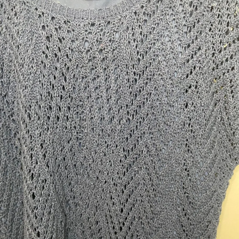 Lucky Brand Navy Blue Knit Overlay on Tank Medium - Image 4