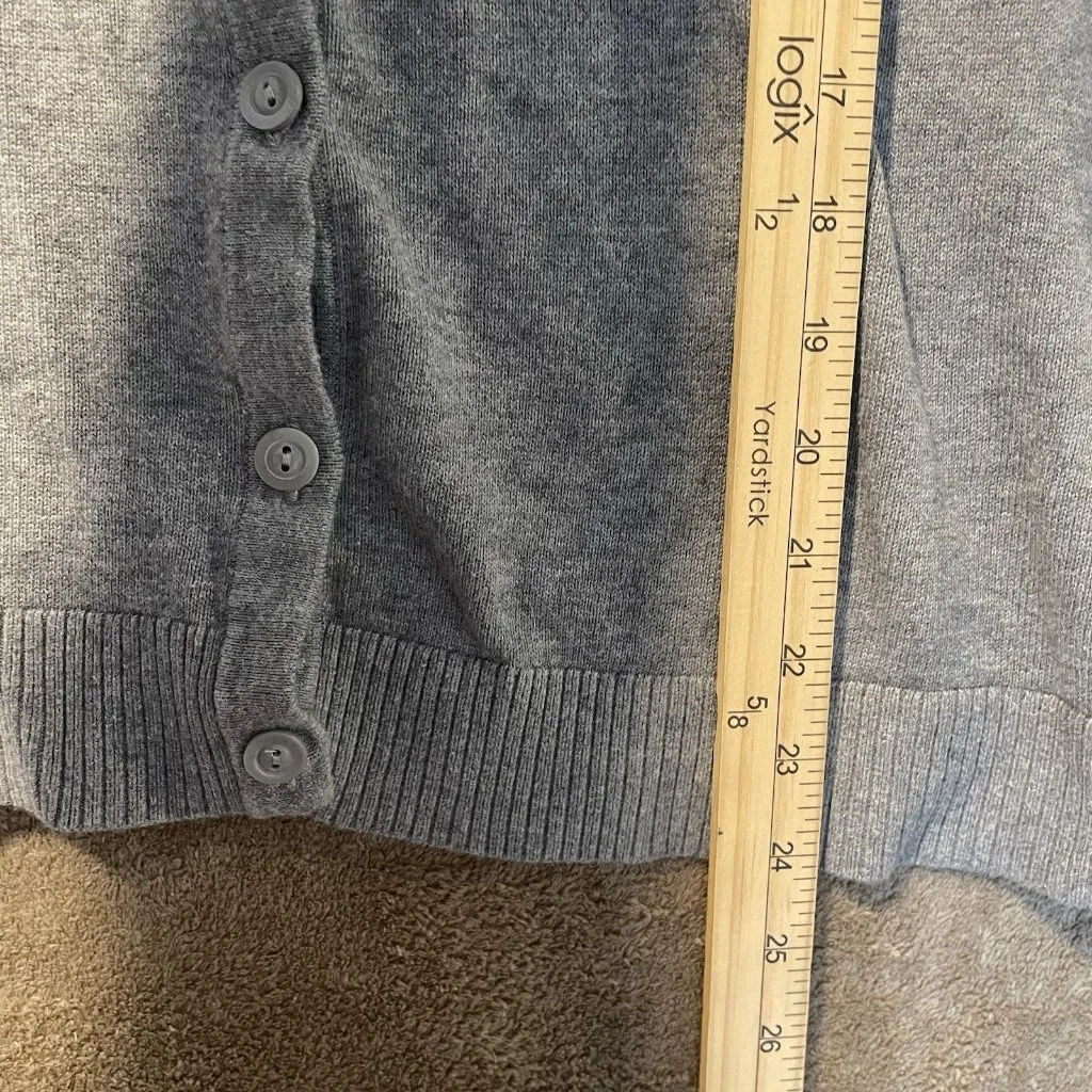 CJ Banks Cardigan Womens 1X Gray Button Front Sweater Fitted Long Sleeve Minimal - Image 6