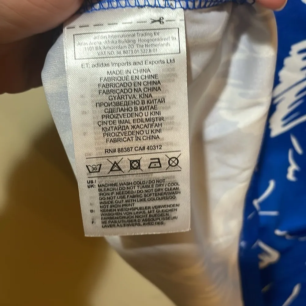 Womens New Adidas x Farm Rio Print Butterfly Dress Blue/White - Image 16