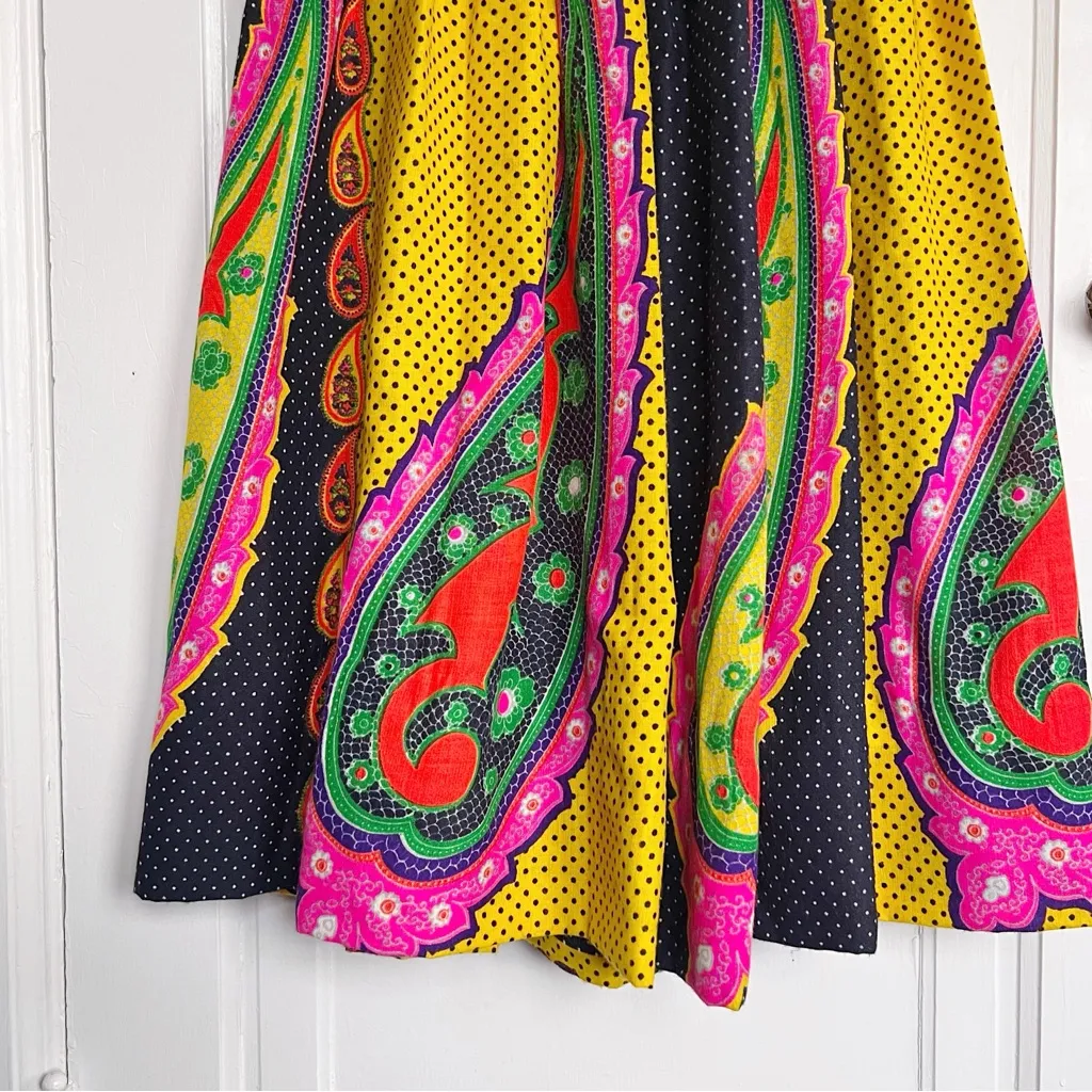 vintage • Don Jillette halter midi dress vibrant paisley psychedelic 60s 70s Black Size XS - Image 9