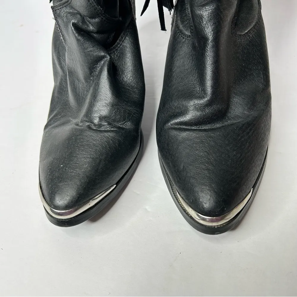 Vintage dingo Black leather Fringe Western Boots 7.5 - Image 6