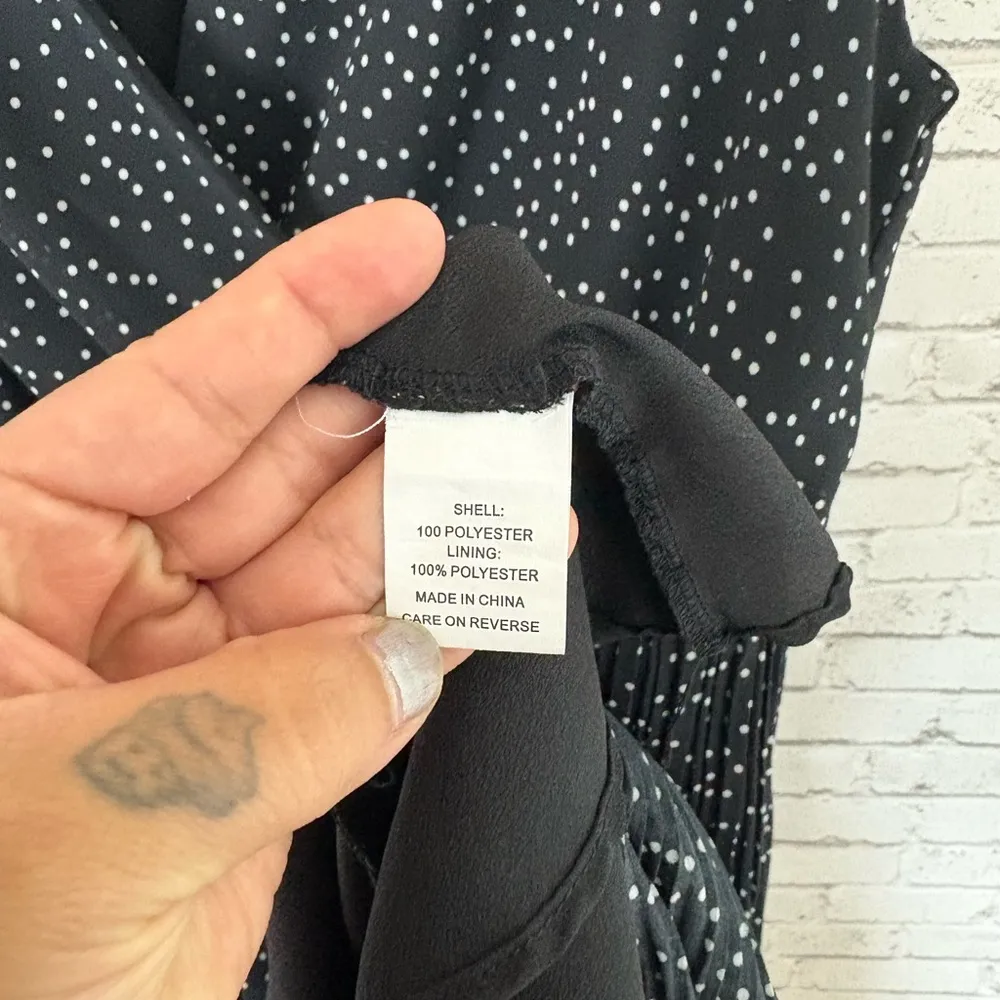 Warren Donner NY Black and White Polka Dot Tiered Midi Dress Size XL - Image 6