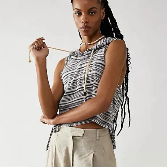 Free People - On Fire Hoodie Tank Blouse Top - S - Image 6