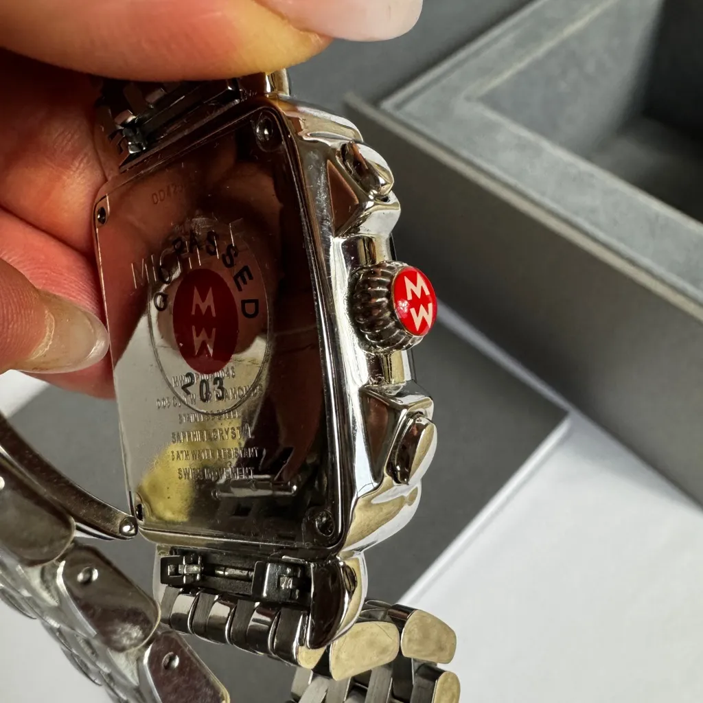 Michele Deco Chronograph Diamond Dial Women's Silver Watch - Image 11