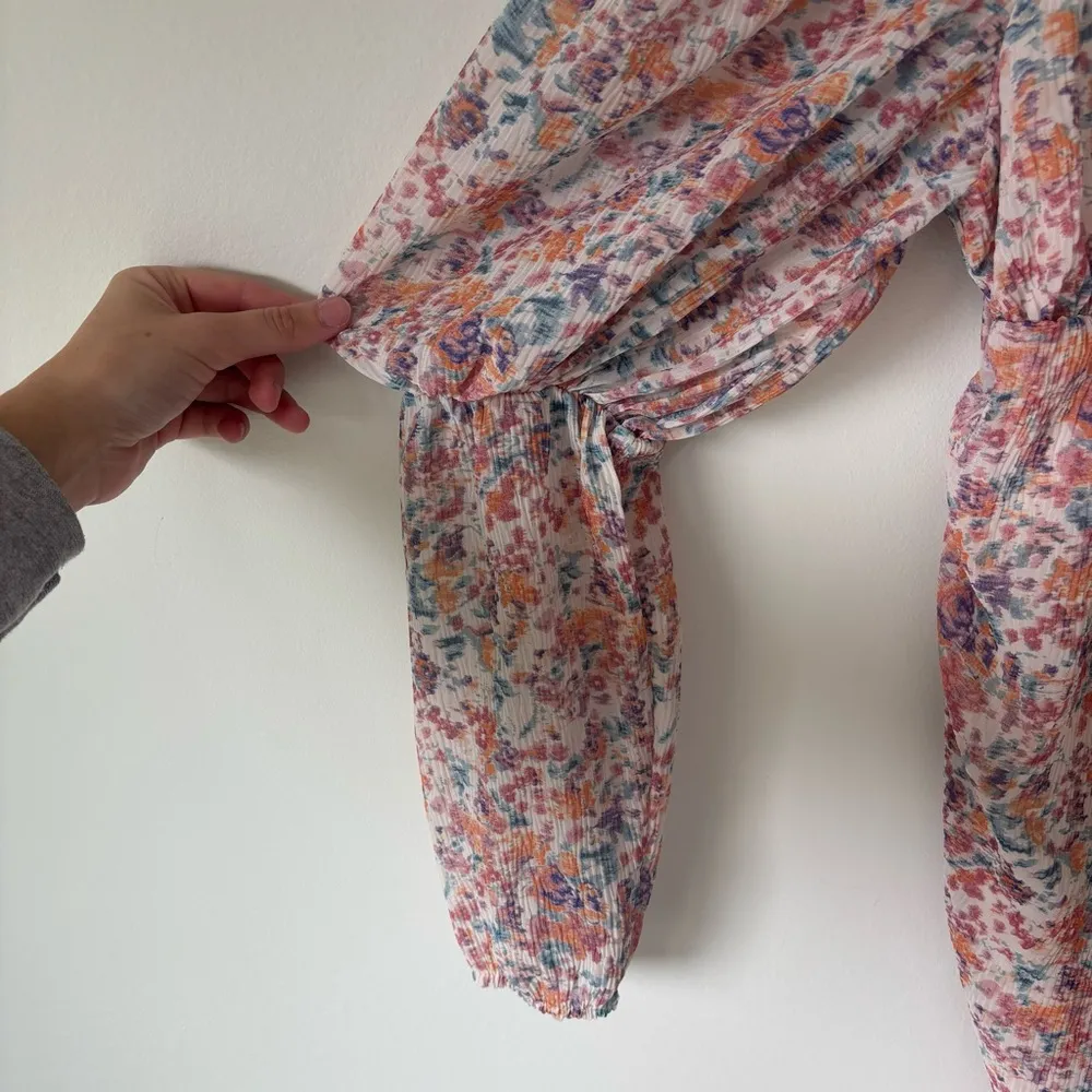 Pretty Little Thing Maternity Pink Floral Plisse Mini Dress Long Sleeve Fitted - Image 8