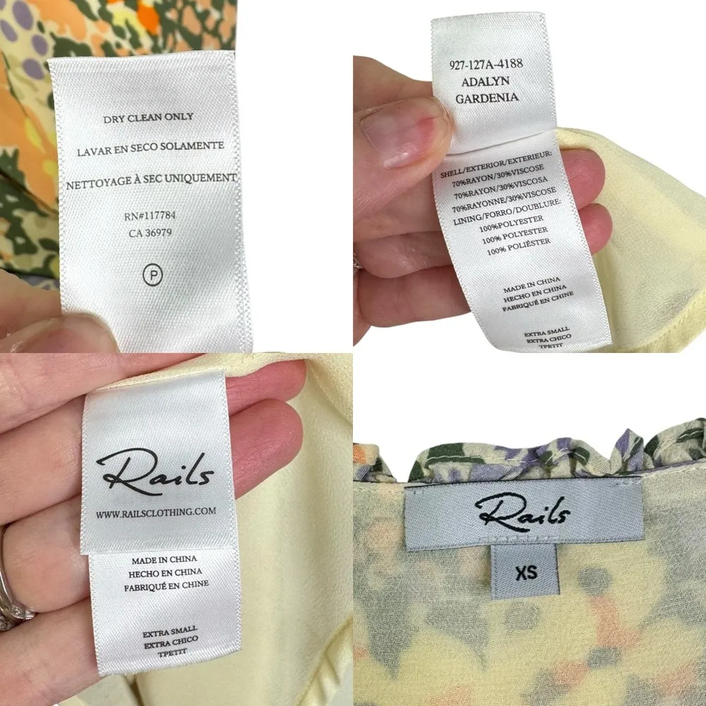 RAILS Adalyn Floral Drawstring Dress in Gardenia Midi Ruffle Button Tank X-Small - Image 10